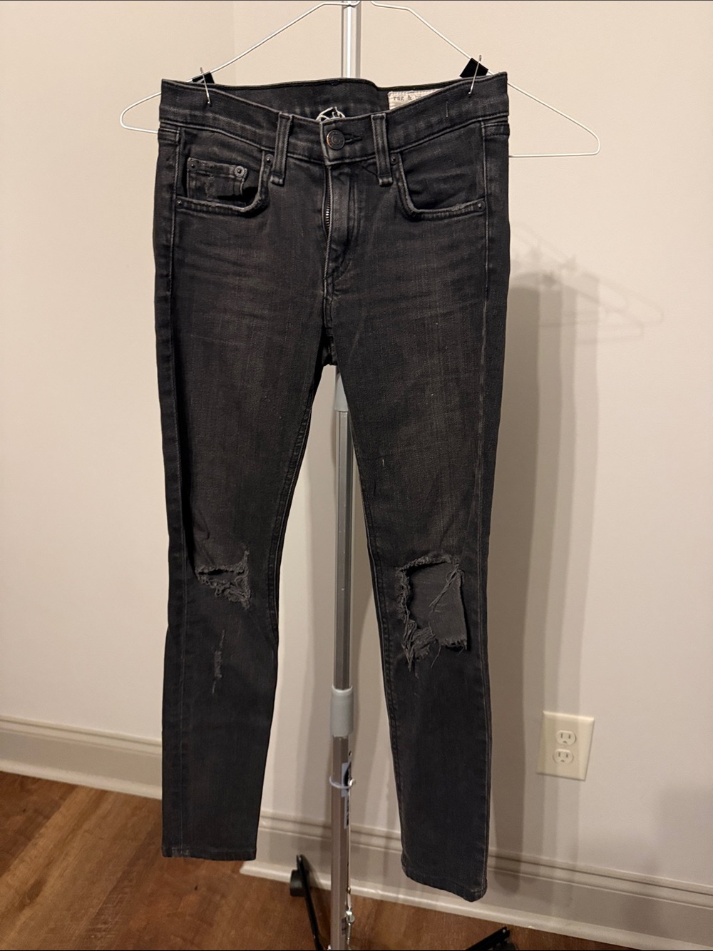 rag & bone Black Distressed Skinny Jeans